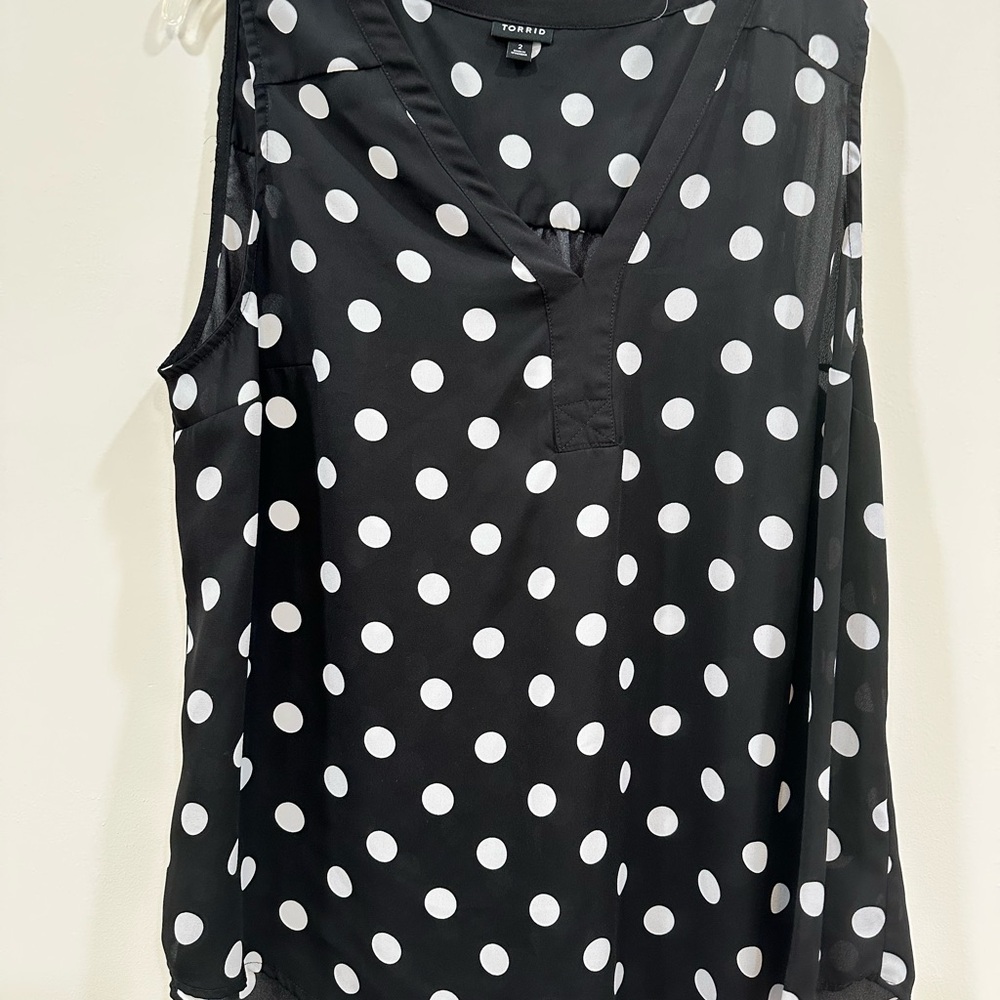 Torrid Black and White Polka Dot Blouse